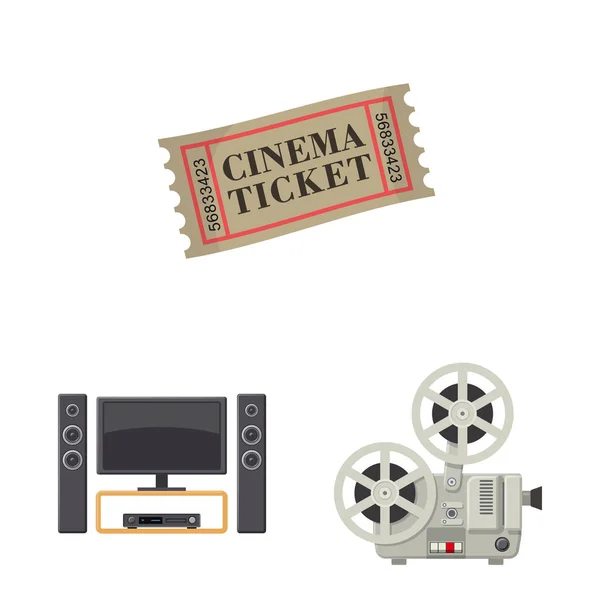 Isolated object of cinema and theater sign. Set of cinema and entertainment stock symbol for web. — Stock Vector