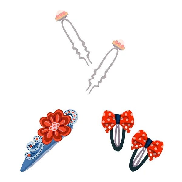 Oggetto isolato di barrette e icona dei capelli. Collezione di barrette e accessori stock illustrazione vettoriale . — Vettoriale Stock