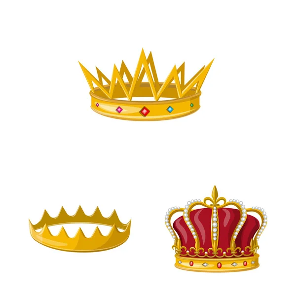Isolerat objekt av monarki och guld tecken. Samling av monarki och heraldiskt aktiesymbol för webb. — Stock vektor
