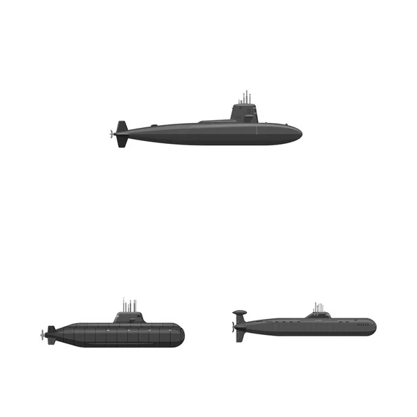 Isolerat föremål av armé och djup symbol. Uppsättning av armén och kärn-Lager vektor illustration. — Stock vektor