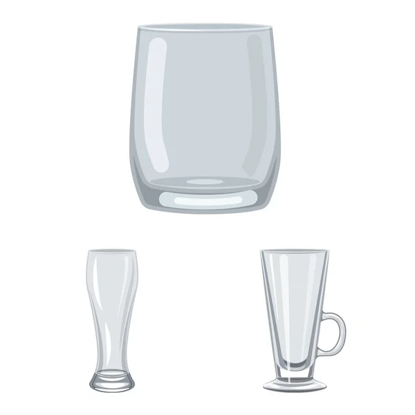 Illustrazione vettoriale di stoviglie e logo contenitore. Raccolta di piatti e bicchieri stock illustrazione vettoriale . — Vettoriale Stock