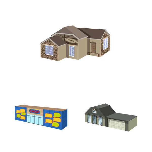 Conception vectorielle du bâtiment et signe de la maison. Ensemble d'icône vectorielle de construction et de construction pour stock . — Image vectorielle