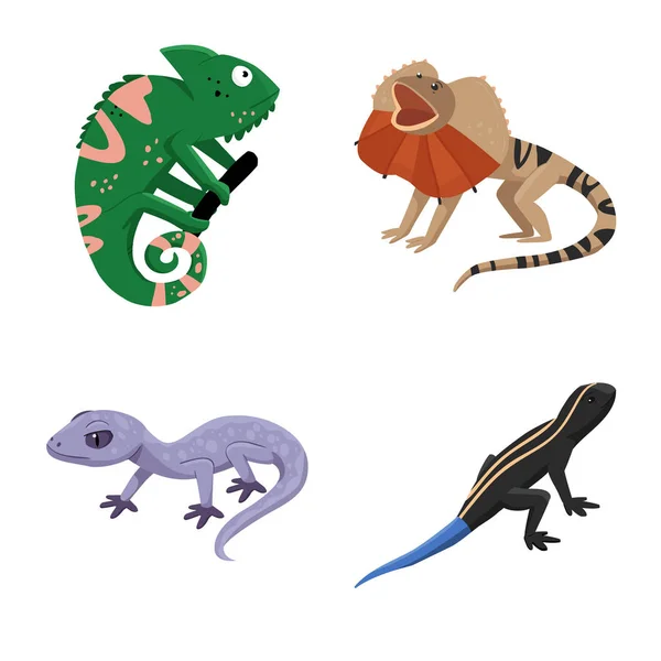 動物と爬虫類のシンボルのベクトルイラストレーション。ウェブのための動物と自然のストックシンボルのコレクション. — ストックベクタ