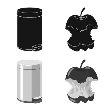 Çöp ve önemsiz simgesinin vektör tasarımı. Çöp ve atık stok vektör illüstrasyon seti.