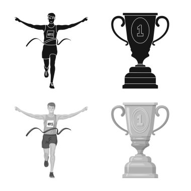 Spor ve kazanan işareti yalıtılmış nesne. Hisse senedi için spor ve fitness vektör simge kümesi.