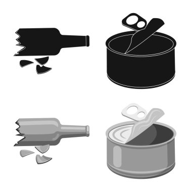 Çöp ve önemsiz Logo vektör Illustration. Stok için çöp ve atık vektör simgesi koleksiyonu.