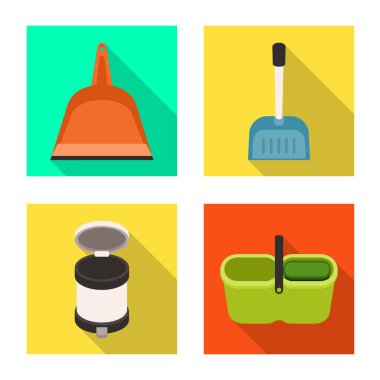 Temizlik ve ev logosu vektör tasarımı. Temizleme ve yıkama stok vektör illüstrasyon seti.