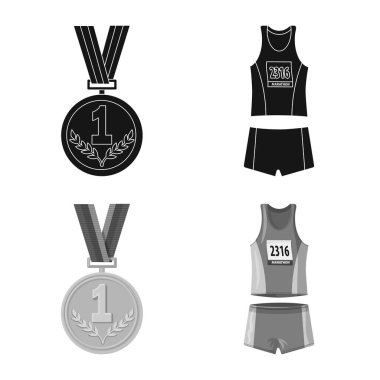 Spor ve kazanan işareti yalıtılmış nesne. Spor ve fitness vektör simgesini hissenin topluluğu.