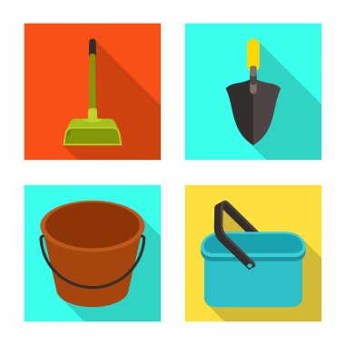 Temizlik ve ev logosu vektör illüstrasyon. Stok için temizleme ve yıkama vektör simgesinin toplanması.