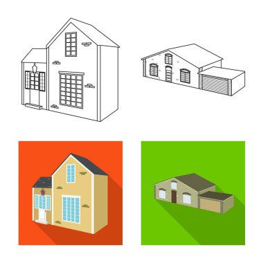 Cephe ve konut simgesinin vektör Illustration. Cephe ve altyapı stok vektör çizim koleksiyonu.