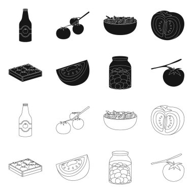 Sebze ve lezzetli ikonun izole edilmiş nesnesi. Stok için sebze ve doğal vektör ikonu koleksiyonu.