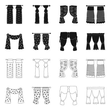 Perde ve perdelerin Logo vektör tasarımı. Perdeler ve jaluzi stok vektör illüstrasyon koleksiyonu.