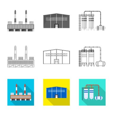 Üretim ve yapı sembolünün vektör tasarımı. Stok için üretim ve teknoloji vektör simgesi seti.