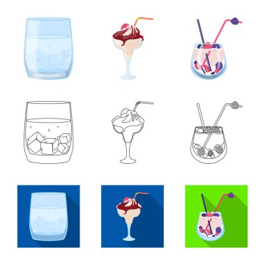 Likör ve restoran sembolüizole nesne. Web için likör ve malzeme stok sembolü seti.