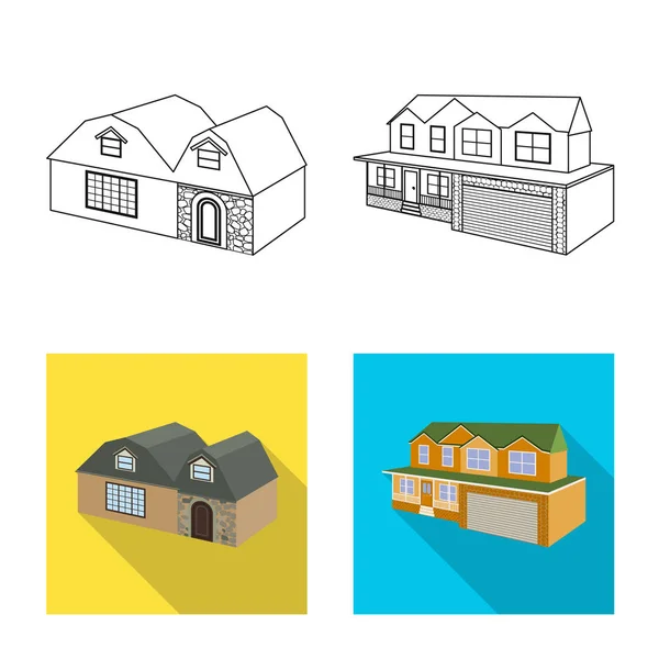 Conception vectorielle de façade et icône du logement. Collection de façade et infrastructure stock symbole pour le web . — Image vectorielle