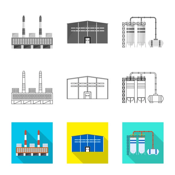 Progettazione vettoriale della produzione e simbolo della struttura. Set di icone vettoriali di produzione e tecnologia per magazzino . — Vettoriale Stock