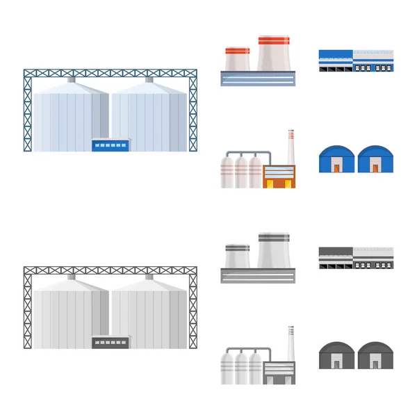 Elkülönített objektum a termelés és a struktúra szimbóluma. Termelés és technológia vektor ikon készletek gyűjteménye. — Stock Vector