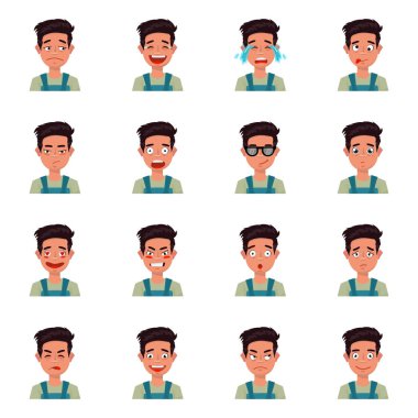 Yüz ve erkek işareti vektör illüstrasyon. Web için yüz ve genç stok sembolü seti.