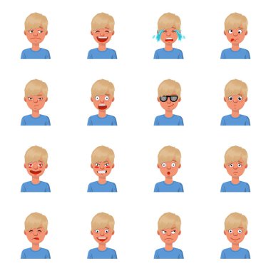 Yüz ve çocuk logosu izole nesne. Web için yüz ve genç stok sembolü seti.