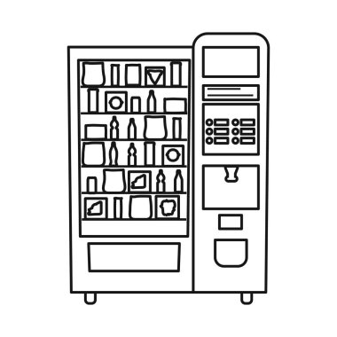 Otomat ve otomat işaretivektör tasarımı. Otomat ve gıda stok vektör illüstrasyon seti.