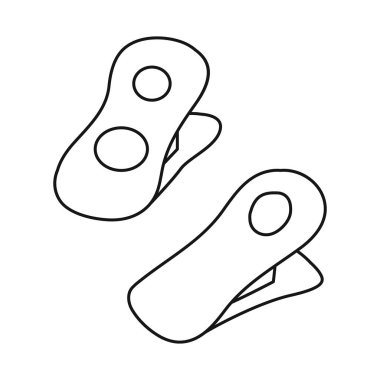 Pin ve clothespin logosuizole nesne. Stok için pin ve şekil vektör simgesi kümesi.