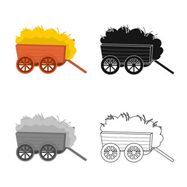 Vector illustration of hay and cart icon. Collection of hay and transport stock symbol for web.