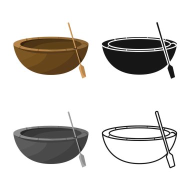 Tekne vektör illüstrasyon ve Vietnam simgesi. Stok için tekne ve kürek vektör simgesi seti.