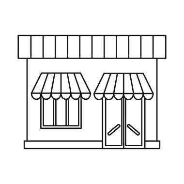 Mağaza ve bakkal logosu vektör tasarımı. Web için mağaza ve cephe stok sembolü seti.