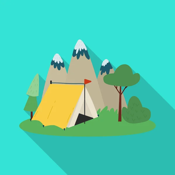 Objet isolé de tente et signe de paysage. Collection de tente et icône vectorielle de voyage pour stock . — Image vectorielle