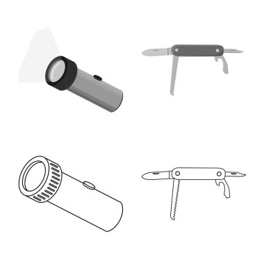 Dağcılık ve tepe simge vektör çizimi. Kamp ve dağcılık Topluluğu web için hisse senedi simgesi.