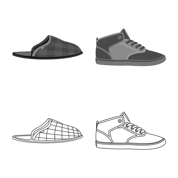 Illustration vectorielle de chaussures et de signes de chaussures. Collection de chaussures et pied stock symbole pour la toile . — Image vectorielle