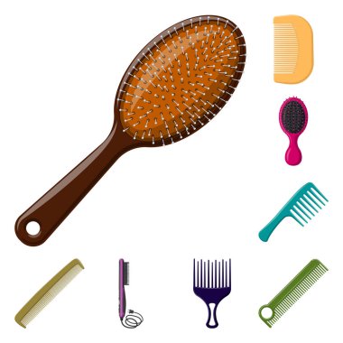 Vector design of brush and hair logo. Collection of brush and hairbrush stock symbol for web. clipart
