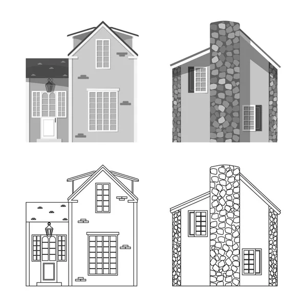 Векторный дизайн здания и логотипа. Набор строительного и крышного инвентаря . — стоковый вектор