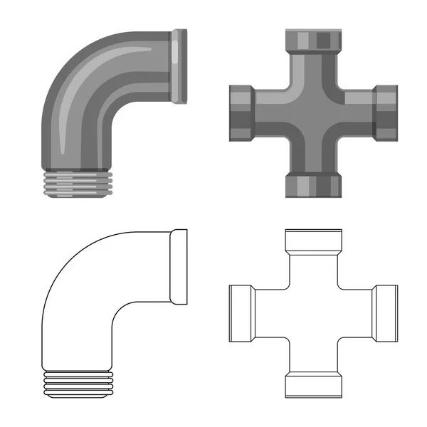 Objeto aislado de señal de tubo y tubo. Conjunto de tubería y tubería stock vector ilustración . — Archivo Imágenes Vectoriales