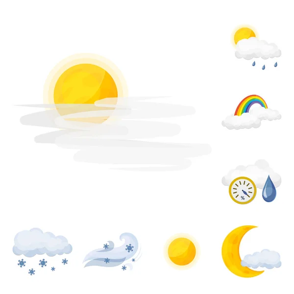 Vector illustration of weather and climate sign. Collection of weather and cloud vector icon for stock. — Stock Vector