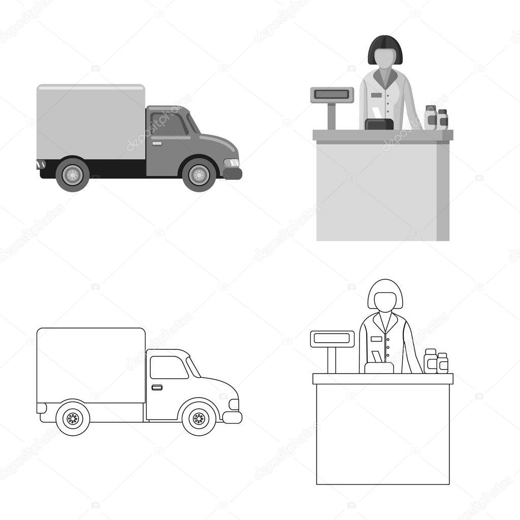 Vector design of pharmacy and hospital logo. Collection of pharmacy and business vector icon for stock.