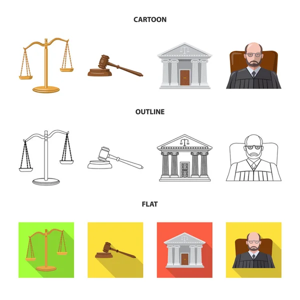 Vektorillustration des Gesetzes und Rechtsanwaltssymbols. Sammlung von Rechts- und Gerechtigkeitsvektorillustrationen. — Stockvektor