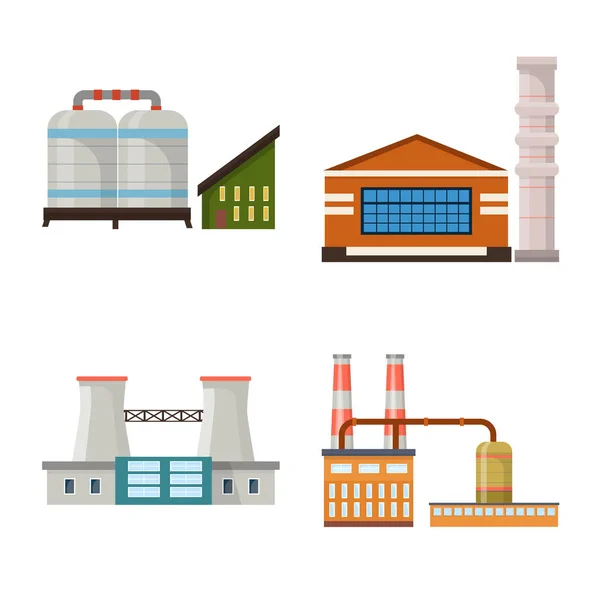 Conception vectorielle du logo de l'usine et de l'industrie. Collection d'illustrations vectorielles d'usine et d'architecture . — Image vectorielle