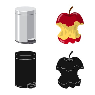 Çöp ve önemsiz logo izole nesne. Çöp ve atık stok vektör çizim seti.