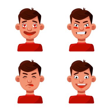 Yüz ve erkek sembolüizole nesne. Web için yüz ve genç stok sembolü seti.