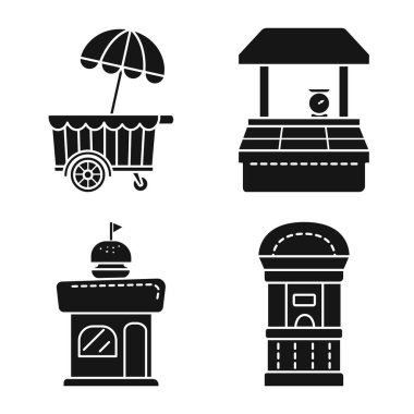 Çadır ve kentsel işaret vektör tasarımı. Web için çadır ve stand stok sembolü koleksiyonu.