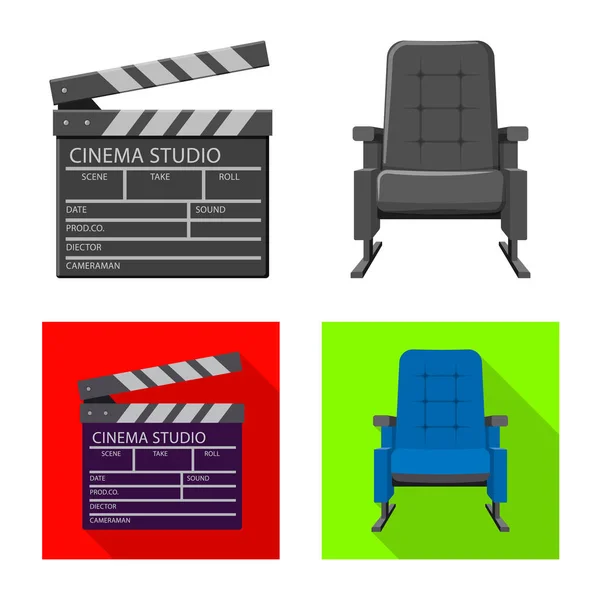 Illustrazione vettoriale della televisione e logo delle riprese. Set di televisione e visualizzazione stock simbolo per il web . — Vettoriale Stock