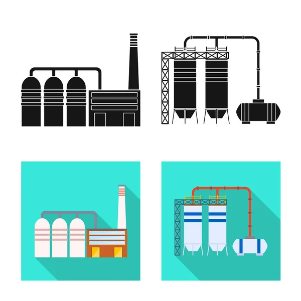 Objet isolé de production et logo de la structure. Ensemble de symbole stock de production et de technologie pour le web . — Image vectorielle