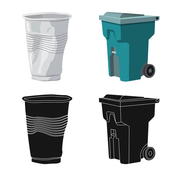 Vector illustration of refuse and junk symbol. Set of refuse and waste stock symbol for web. — Stock Vector