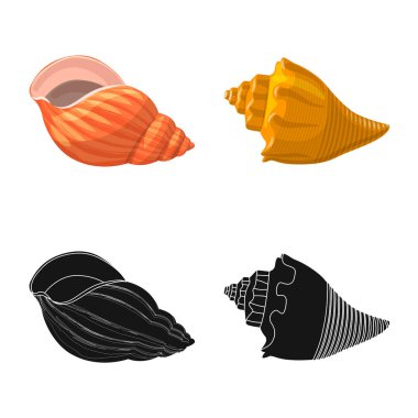 Hayvan ve dekorasyon simgesi yalıtılmış nesne. Hayvan ve okyanus hisse senedi vektör çizim topluluğu.