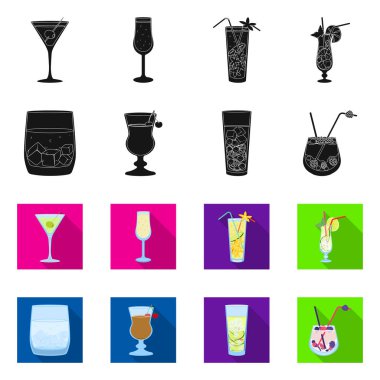 Likör ve restoran logosu vektör tasarımı. Stok için likör ve madde vektör simgesinin toplanması.