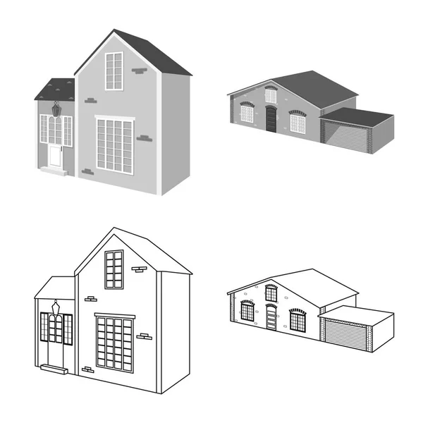 Vector design homlokzat és a lakhatás ikon. Homlokzati és infrastruktúra vektor ikon készlet gyűjteménye. — Stock Vector