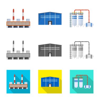 Üretim ve yapısı simge vektör Illustration. Üretim ve teknoloji hisse senedi vektör çizim koleksiyonu.