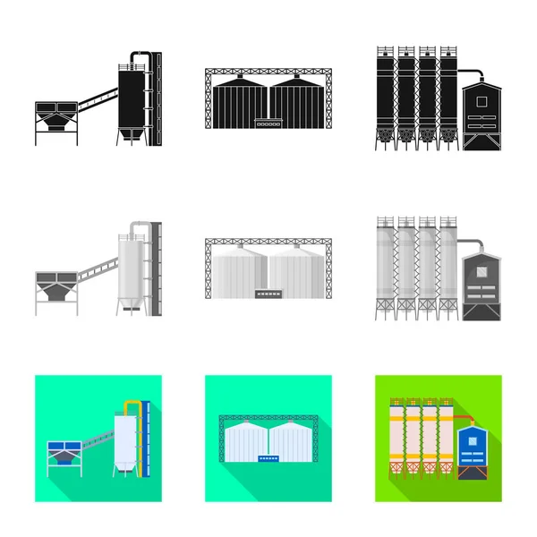 生産と構造のアイコンの分離されたオブジェクト。ウェブのための生産と技術の株式銘柄のコレクション. — ストックベクタ
