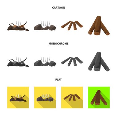 Malzeme nin vektör çizimi ve günlük sembolü. Stok için malzeme ve ormancılık vektör simgesi kümesi.